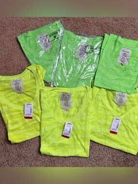 Bozzolo Juniors Matching Short Sleeve Shirts 6 Fitted Bright Neon Sheer NWI